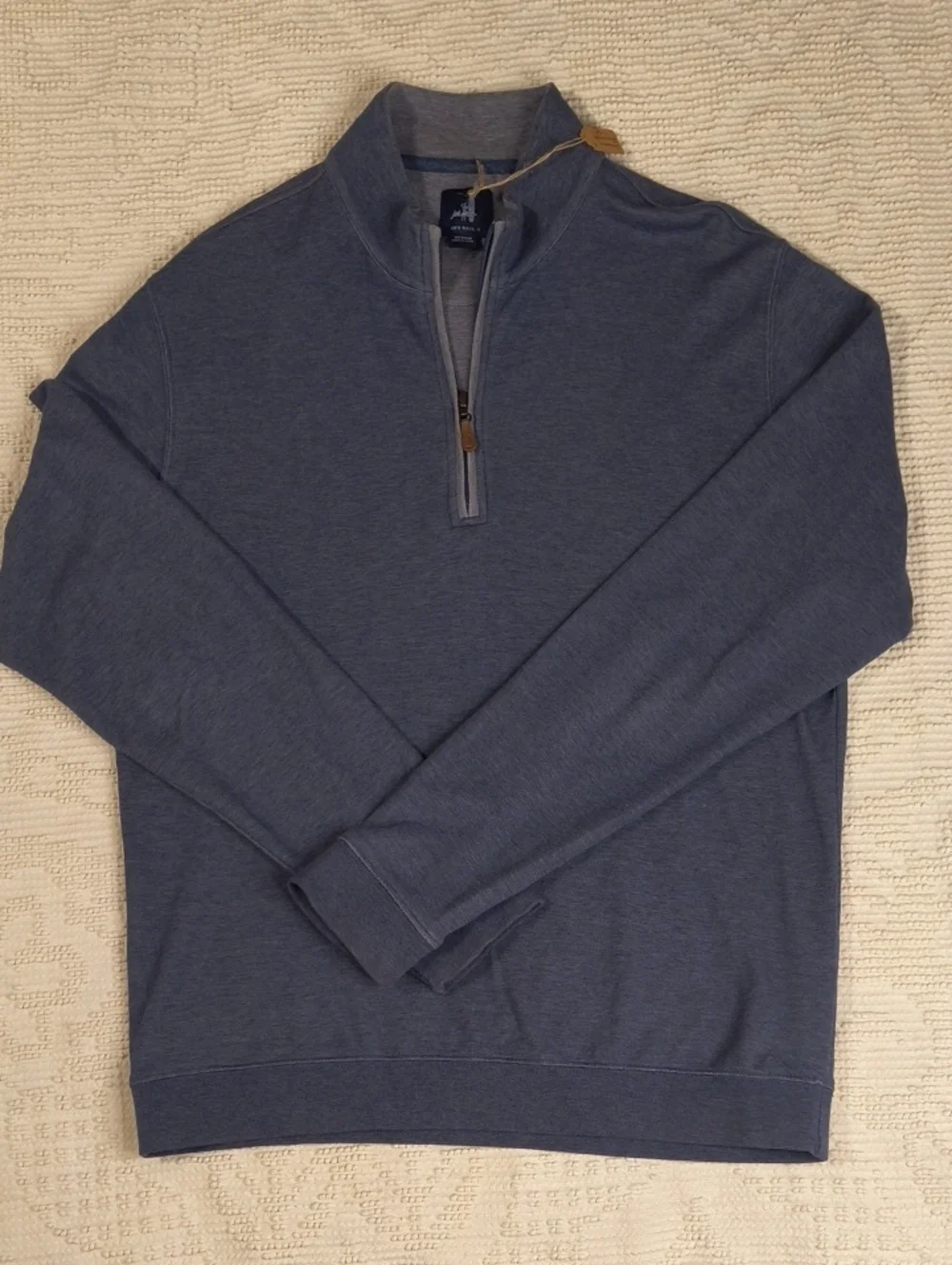Johnnie O Men's Half-Zip Pullover Slate Blue Grey Heather Medium Double Fab Zip